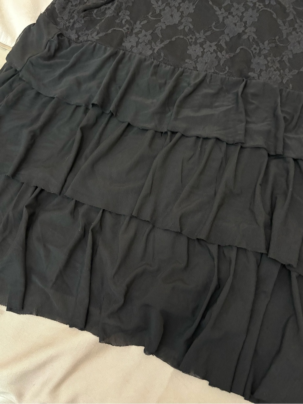 Torrid Black Lace Mesh Layered Top Flutter Cap Sleeve sz 2x - Picture 10 of 14